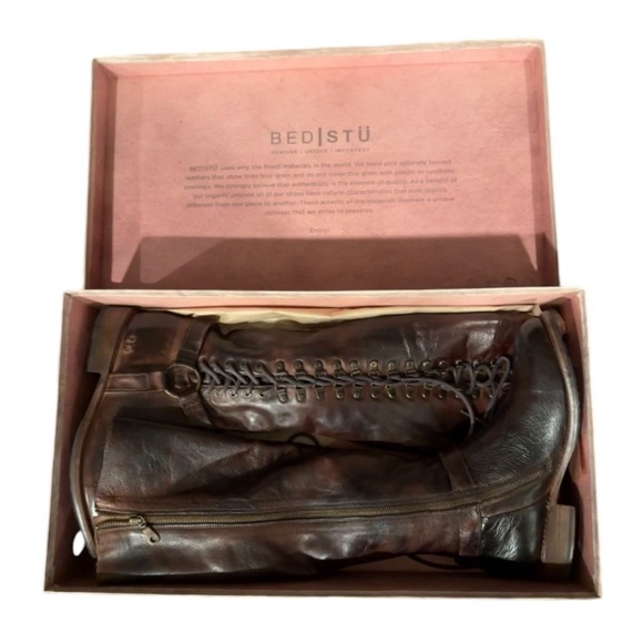 Bedstu Bed Stu Bed|Stu Burnley Cobbler Teak Brown Zipper Lace New Box Womens 10 - Picture 6 of 16